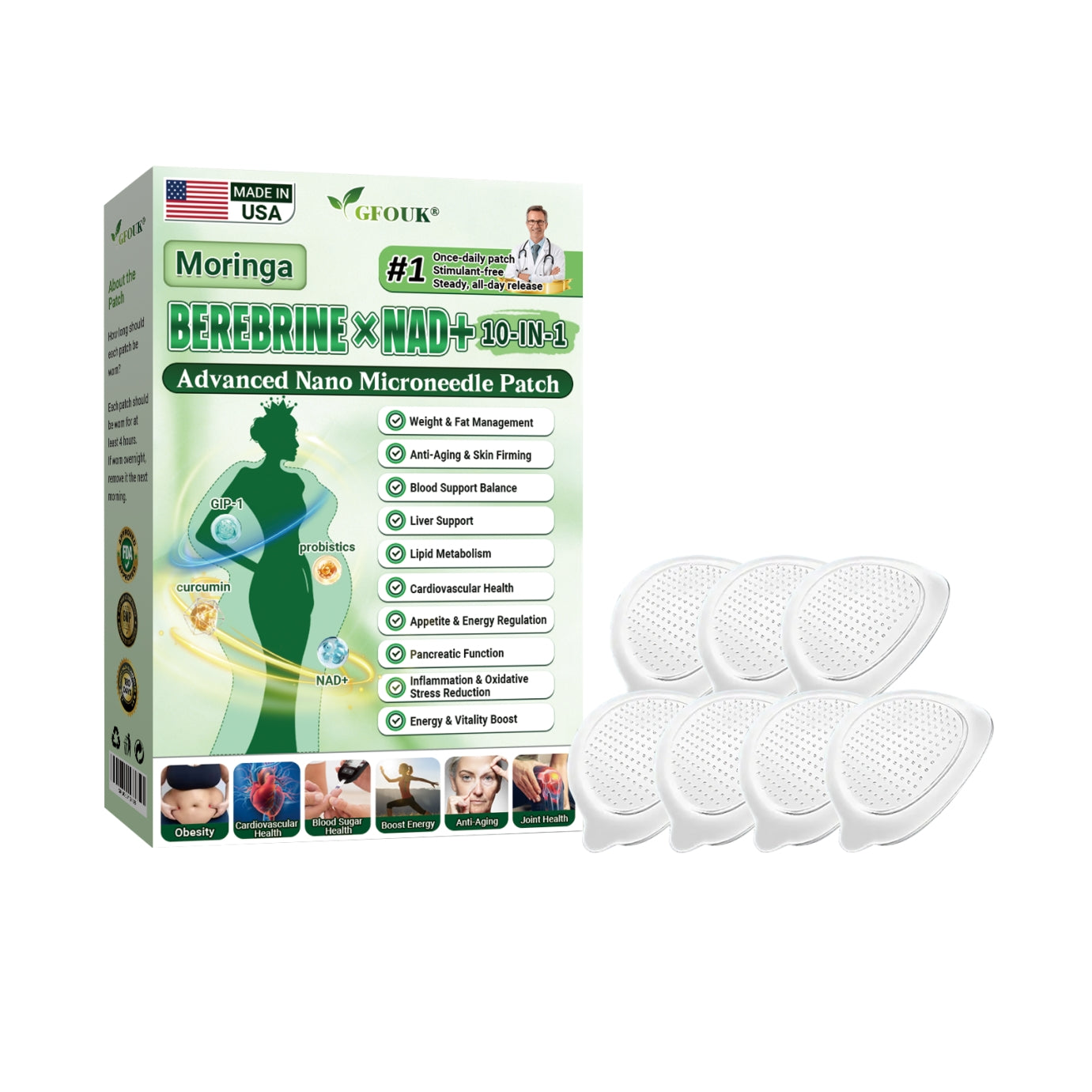 Moringa & Berberine 10-in-1 Advanced Nano Microneedle Patch