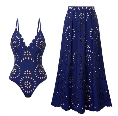 Laser Cut Swimsuit and Skirt
