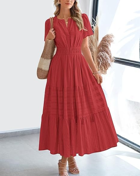 V-neck Large Swing Dress