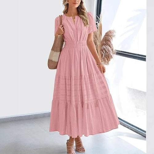 V-neck Large Swing Dress