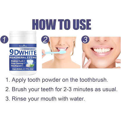 9D White Remineralizing Hydroxyapatite Tooth Powder
