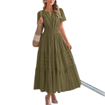 V-neck Large Swing Dress