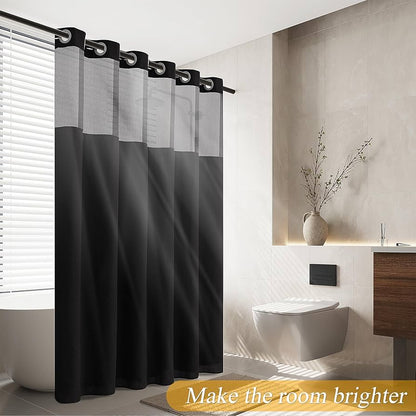 No Hook Shower Curtain, 2-in-1 Waterproof Shower Curtains