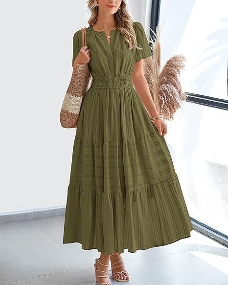 V-neck Large Swing Dress
